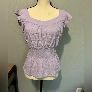 Market & Spruce Lilac colored  Smocked Blouse size Medium